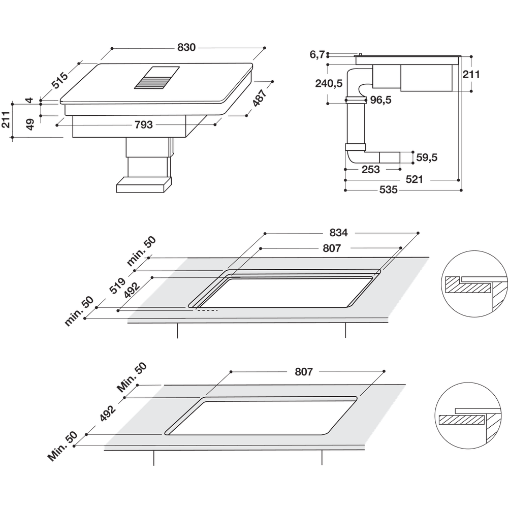 Whirlpool piano cottura a induzione in vetroceramica ventilato - WVH 92 K