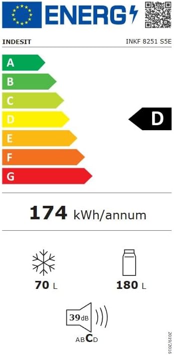 INDESIT INKF8251S5E - FRIGORIFERO COMBINATO 250LT