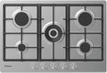 Piano cottura acciaio inox a gas 5 fuochi 75cm