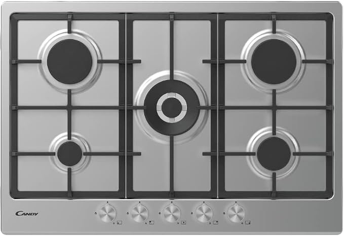 Piano cottura acciaio inox a gas 5 fuochi 75cm