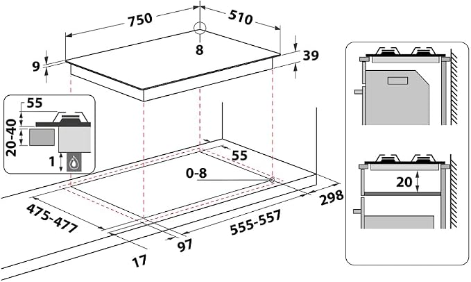 Hotpoint PCN 750 T (OW) R /HA Incasso Gas Avorio piano cottura