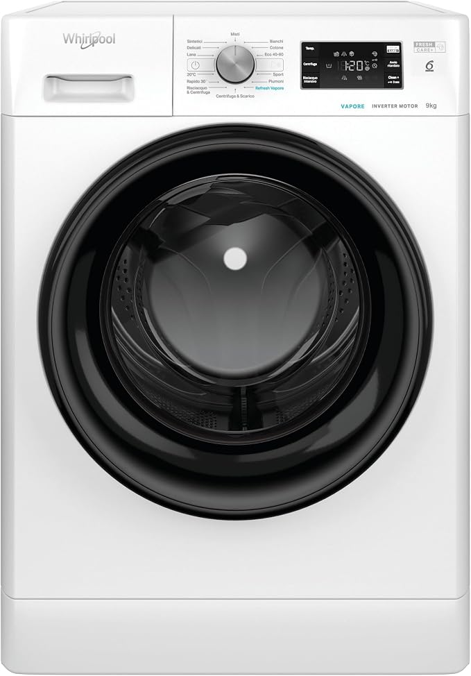 Whirlpool Lavatrice a Libera Installazione a Carica Frontale, 9 KG, FFB D96 BV IT