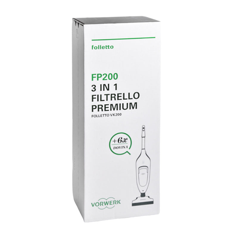 Confezione 6 Sacchetti filtrelli premium + 6 profumatori DOVINA FP200 VK200 VK220S Vorwerk Folletto ex 51377 57920