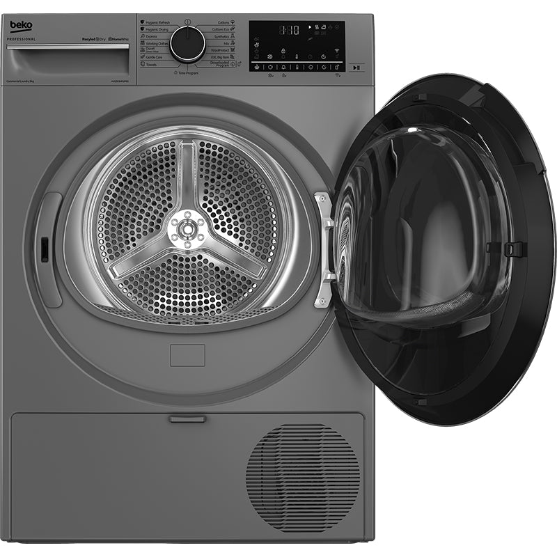 Beko Professional AWZ 9HPS/PRO BP - Asciugatrice a pompa di calore, colore argento, capacità 9 kg